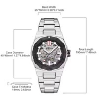 Montres automatiques MEGIR 8606 pour homme, bracelet en acier inoxydable, cadran ajouré, montre mécanique pour homme, montre de business