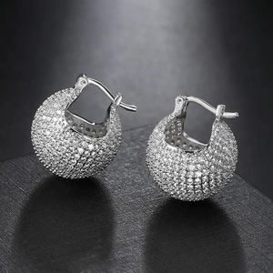 Pendientes de Aro Esféricos para Mujer, Joyería de Moda de Lujo Brillante y Elegante - Product Image 6