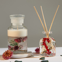 Luxuriöse Trockenblumen-Gelee-Wachs Sojawachs Duftkerzen Großhandel Weihnachts-Duftkerzen Geschenkset