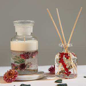 <span class=keywords><strong>Bougie</strong></span> parfumée en cire de soja à base de fleurs séchées de luxe, vente en gros, coffret de bougies parfumées de Noël - Product Image 5