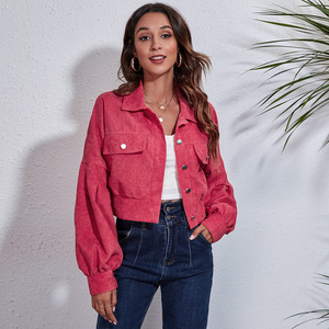 Vente flash : <span class=keywords><strong>Veste</strong></span> courte en <span class=keywords><strong>velours</strong></span> côtelé pour <span class=keywords><strong>femme</strong></span>, à boutons, style shacket, décontractée, manches longues, pour l'automne - Product Image 5