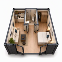 Maison conteneur pliable à double aile de 10 pieds, type cabane de camping avec cuisine et salle de bain, mini-maison, prête pour le glamping et l'hôpital, expédition immédiate