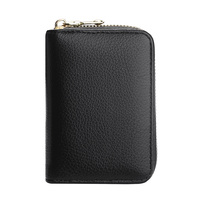 Dompet Kartu Pria Model Akordion Ringan Bahan Kulit PU Berkualitas Tinggi Warna Solid Terlaris dengan Resleting, Dompet Kecil untuk Dokumen
