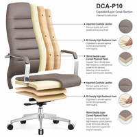 Chaise de bureau de direction, dossier haut, en cuir, pivotante, avec appui-tête, verrouillage d'inclinaison, chaise ergonomique pour manager, pour le bureau