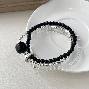 S925 Sterling Silver Three Strand Crystal Sandalwood <b>Beaded</b> <b>Bracelet</b> For Women Everyday Wear - Product Image 4