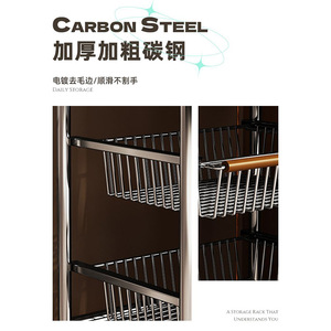 Storage Cart 5 Tier Metal Rolling Rack With Baskets For Kitchen Living Room Snack Storage Mobile Utility Cart - Product Image 3
