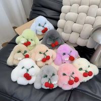 Porte-clés en peluche Lapin Cerise, pendentif animal en peluche doux, ornement à suspendre pour sac, mignonne poupée de dessin animé