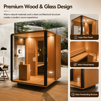 Cabine de sauna en bois de luxe, sauna intérieur moderne avec façade en verre, sauna autoportant pour la maison et l'hôtel