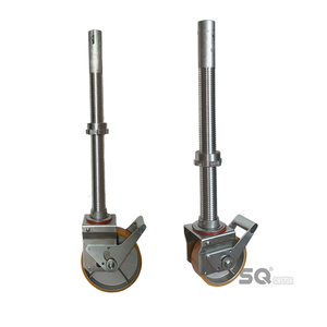 移動式アルミ足場塔用PUキャスター、ロングステム亜鉛メッキ、ブレーキ付き - Product Image 1