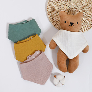 Bavoir bandana bébé premium uni en mousseline <span class=keywords><strong>de</strong></span> <span class=keywords><strong>coton</strong></span> respirant et antibactérien, réglable avec boutons-pression, pour usage quotidien des nourrissons - Product Image 6