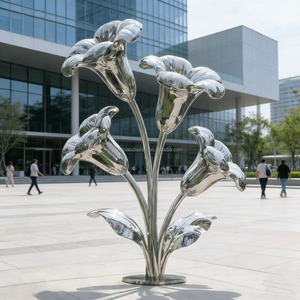 Esculturas Personalizadas de Flor de <span class=keywords><strong>Trompeta</strong></span>/Gloria de la Mañana en Acero Inoxidable, Decoración de Paisajes Exteriores, Adornos con Impresión Digital y Fundición - Product Image 3