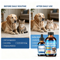 Gouttes antibiotiques naturelles pour animaux de compagnie, complément liquide pour chiens et chats, soutien immunitaire prébiotique, saveur poulet riche en protéines