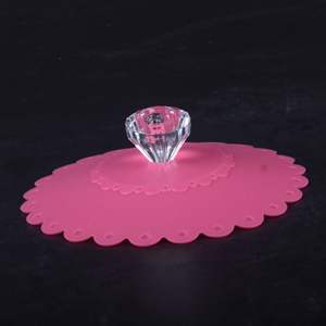 Tapas de copa de silicona con flores, cubierta transparente de PVC con diamantes de imitación, suministros de decoración de vasos de escritorio, 11/12, 9cm, novedad - Product Image 5
