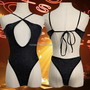 S609 بيع بالجملة مثير الكريستال منمق ارتداءها قطعة واحدة حجر الراين ملابس السباحة متجرد زي الرقص الغريبة - Product Image 3