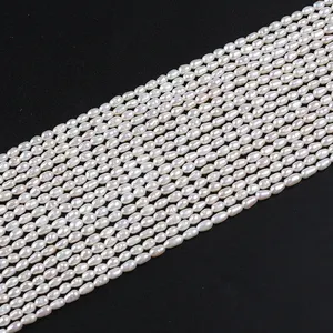 Loose Pearls Beads 2-3mm AAA AA A Natural White Tiny Loose Beads Real Freshwater Rice Pearl Strand