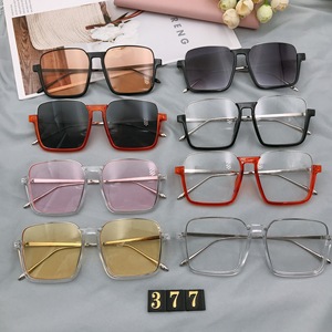 แว่นกันแดดทรงสี่เหลี่ยมครึ่งกรอบ UV400 ป้องกันแสงสีฟ้า สำหรับผู้ใหญ่ สไตล์ unisex - Product Image 4
