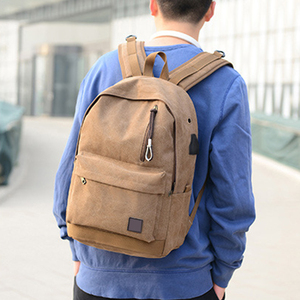 Unisex Vintage Style <b>Canvas</b>, Travel <b>Backpack</b> Usb Charging Port Waterproof Laptop Carrying System Zipper Shoulder Strap Handle/ - Product Image 2