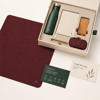 Kit Cadeau de Noël Personnalisé pour l'Organisation du Bureau avec Tapis de Bureau, Bouteille, Bloc-notes en Lin, Support en Bambou, Pochette pour Câbles, Stylo en Laiton – Fournisseur