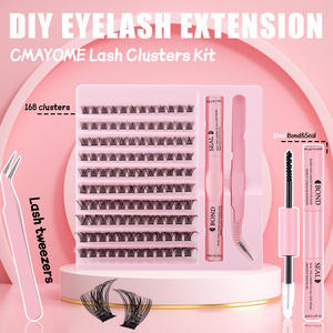 Low Price Wholesale Synthetic D Curl 8-16mm Cluster Eyelash Extension Kit 120pcs Diy - Product Image 1
