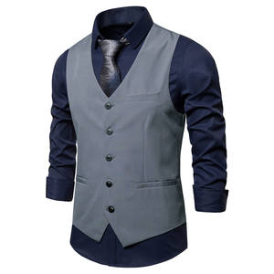 Chaleco Casual para <span class=keywords><strong>Hombre</strong></span>, Cuello en V, Chaleco de Traje de Un Solo Pecho, Color Sólido, Formal de Negocios, para Trabajo, Fiesta, <span class=keywords><strong>Boda</strong></span>, Esmoquin, Chaleco Masculino - Product Image 1
