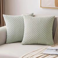 Vente Flash Housse de Coussin Douce en Velours Polyester et Velours Côtelé, Unie Colorée, Décoration de Maison pour Canapé