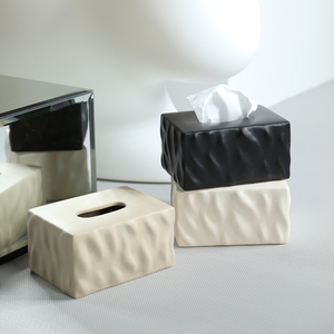 Fabricante Ins Wabi SABI estilo cerámica escritorio caja de pañuelos diseño abstracto Mesa decoración del hogar caja de papel tisú - Product Image 1