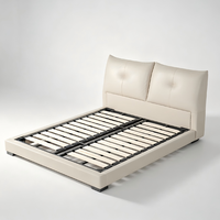 Modernes Günstiges Leder-Holz-Polsterbett in King/Queen-Größe mit Optionalem Stauraum, Eisenmontierter Bettrahmen, Schlafzimmer-Bettmöbel
