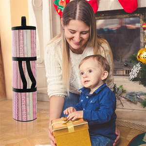 Sac de rangement pour cadeaux de Noël, rond, en tissu non tissé, avec poignée, pour le rangement des fêtes - Product Image 1