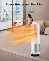 Ventilateur sans pales 2-en-1 chaud et froid pour salon avec télécommande et oscillation gauche/droite