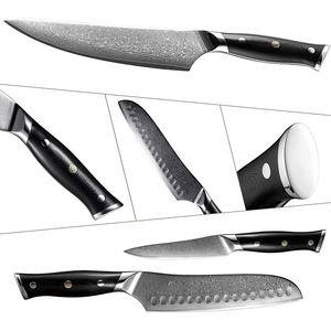 <span class=keywords><strong>Couteau</strong></span> <span class=keywords><strong>de</strong></span> <span class=keywords><strong>chef</strong></span> <span class=keywords><strong>de</strong></span> cuisine <span class=keywords><strong>Santoku</strong></span> ultra-tranchant <span class=keywords><strong>de</strong></span> 7 pouces avec lame en acier damas <span class=keywords><strong>de</strong></span> 67 couches et manche G10 fait à la main - Product Image 5