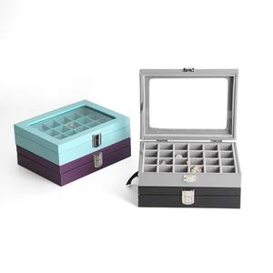 Caja organizadora con patrón de terciopelo turquesa clásico personalizable con colección de tapa Cajas de joyería de embalaje con diseño único - Product Image 4