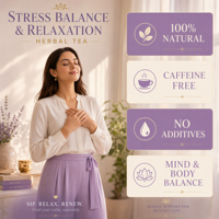 Thé Herbal OEM Apaisant et Équilibrant pour le Stress – Adaptogène Naturel Relaxant, Soutien Contre l'Anxiété, Sans Caféine, Marque Personnalisée