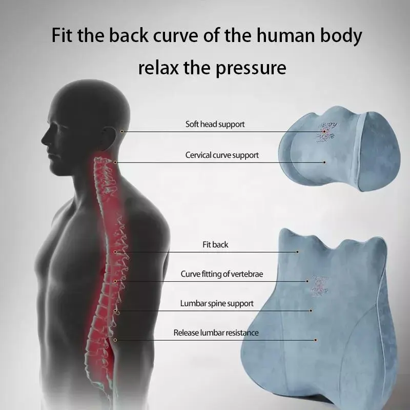 Ergonomic chỉnh hình trở lại phần còn lại thắt lưng hỗ trợ bộ nhớ bọt trở lại đệm cho ghế văn phòng xe