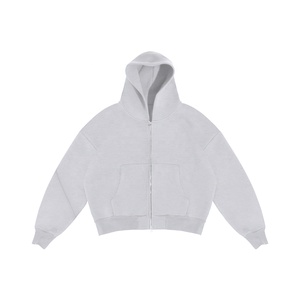 Tuta Sportiva da Uomo in Cotone con Zip, Logo Personalizzato, Oversize, 2 Pezzi, Pantaloni Jogger e Felpa con Cappuccio - Product Image 3