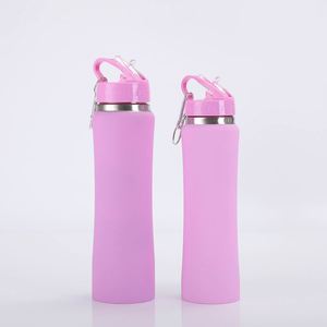 Bouteille d'eau portable pour le cyclisme sur route en plein air, 600 ml, 750 ml, en acier inoxydable 304, isolée sous vide, avec paille et bouchon anti-fuite - Product Image 2