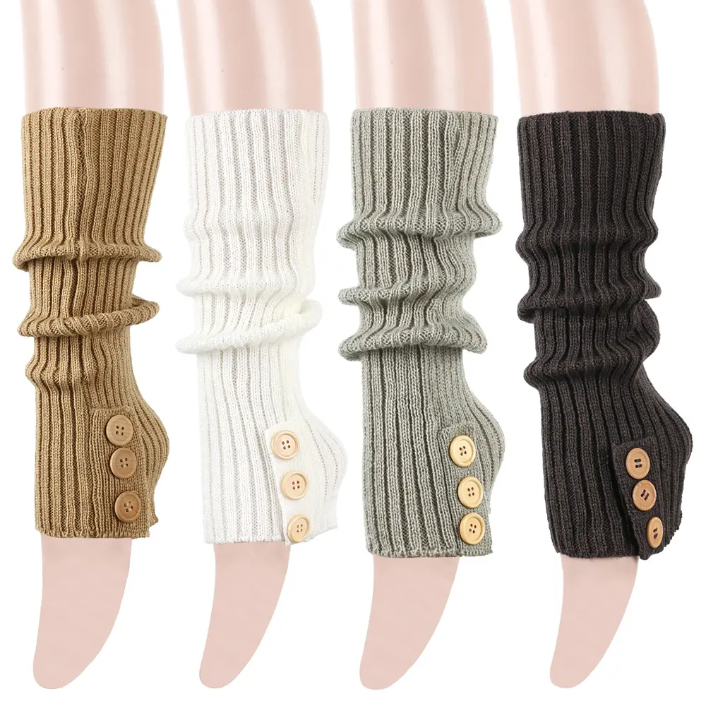 Kış sıcak tığ örme çorap kızlar JK düğme bacak ısıtıcıları kadınlar için