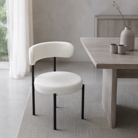 Chaise de salle à manger de luxe en bouclette blanche, avec structure en métal plaqué or, design mid-century, hauteur de comptoir 75 cm, pour la maison, le bureau ou la salle à manger