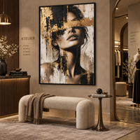 Peinture sur toile texturée de portrait de femme couleur or, art mural abstrait moderne pour la décoration de hall d'hôtel, chambre à coucher, bureau
