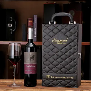 Caixa de vinho e vinho em couro pu 750ml, conjunto de acessórios para vinho tinto e caixa dupla