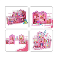 Jinying 2 étages famille bricolage villa maison jouets en plastique mini filles maisons de poupée jouet meubles miniature maison de poupée jouets