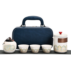 Portable Ceramic Tea <b>Set</b> With <b>Teapot</b> And Cups Antique Design Travel Gift Dehua County Made - Product Image 5