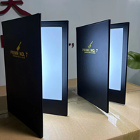 Éclairage lumineux rechargeable 3 pages Couverture en cuir Livre LED Support de menu à boire Tente de table pour KTV Restaurant Boîte de nuit