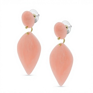 Boucles d'oreilles créoles géométriques tendance pour femme, en résine acrylique bleue, motifs carré, cercle, triangle, style bohème, bijoux plaqués élégants pour femme - Product Image 4