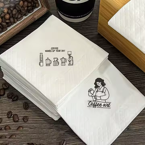Serviettes en papier personnalisées avec logo, en pure pâte vierge, douces, blanches, 2 plis, excellente absorption, 33*33, 25*25, 40*40, pour restaurants, en sachet - Product Image 1