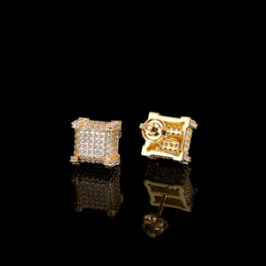 925 Sterling Silver Hip Hop Iced Out Jewelry Gold Plated <b>Earrings</b> Women Micro Pave 3A Zircon Square Screw <b>Back</b> <b>Earring</b> - Product Image 2
