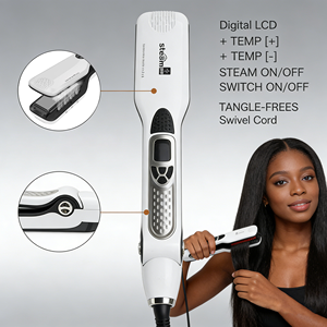 Lisseur <span class=keywords><strong>à</strong></span> vapeur professionnel pour <span class=keywords><strong>cheveux</strong></span> afro 4C, <span class=keywords><strong>fer</strong></span> <span class=keywords><strong>à</strong></span> <span class=keywords><strong>lisser</strong></span> <span class=keywords><strong>à</strong></span> vapeur pour <span class=keywords><strong>cheveux</strong></span> crépus, écran LCD pour boucles naturelles et <span class=keywords><strong>cheveux</strong></span> épais - Product Image 5