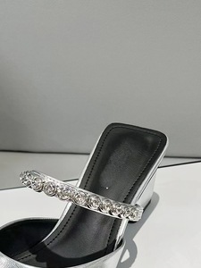 Pantofole da <span class=keywords><strong>donna</strong></span> in stile fata francese mezza Slip tacco basso con sandali Color carne alla moda con strass - Product Image 5