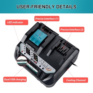 <span class=keywords><strong>Chargeur</strong></span> de <span class=keywords><strong>batterie</strong></span> <span class=keywords><strong>Li</strong></span>-<span class=keywords><strong>ion</strong></span> double port rapide DC18RE pour batteries <span class=keywords><strong>Makita</strong></span> 12V-<span class=keywords><strong>18V</strong></span> BL1021 BL1041 BL1430 BL1830 Kit perceuse sans fil - Product Image 5