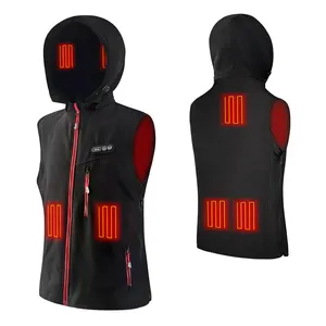 Heated Vest USB Outdoor Fishing Man And Women Heated Vest Waistcoat Thermal Rechargeable Heated Winter Vest With Hooded