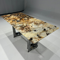 Dernière table de salle à manger en pierre de marbre véritable Design unique et luxueux Table en marbre doré Meubles de maison Restaurant